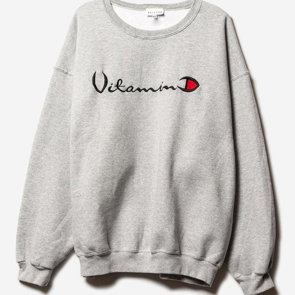 DRIFTER D X A HELIOS VITAMIN D GREY SWEATSHIRT XS